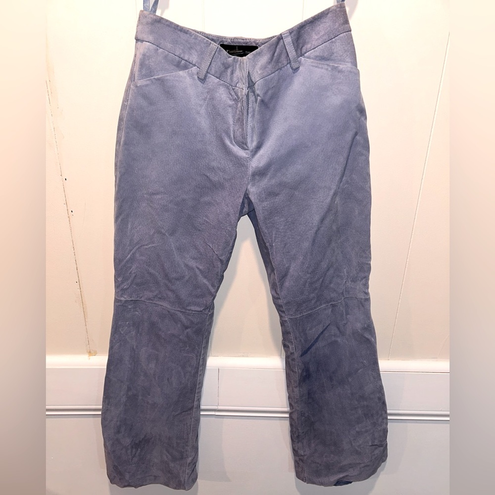 Baby Blue Leather Suede Pants
